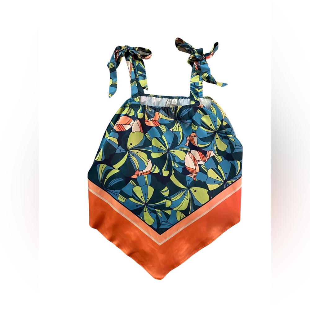 Cato Size Small Hippie Multicolor Floral Print Crop Halter Summer Top